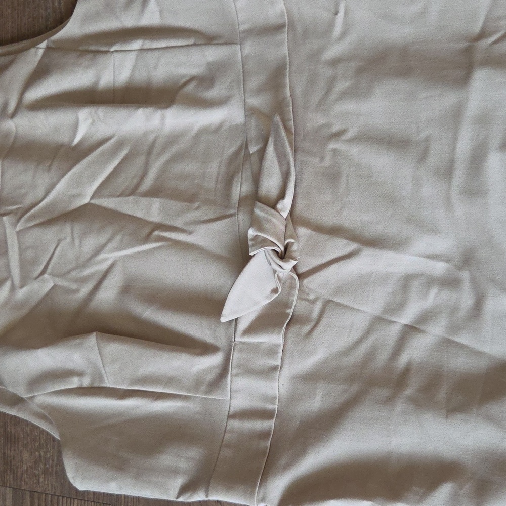 Ann Taylor Cream Midi Dress with Belt - Picture 3 of 5